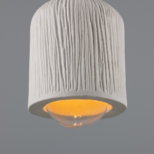 Osier Organic Ceramic Bathroom Pendant Light 11.5cm, Matte White Striped IP44
